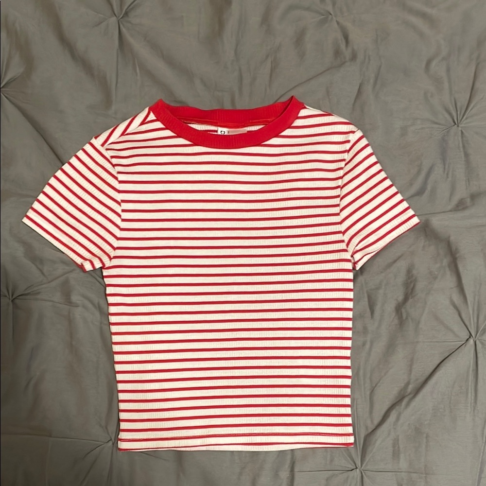 Red and White Striped Kids Shirt